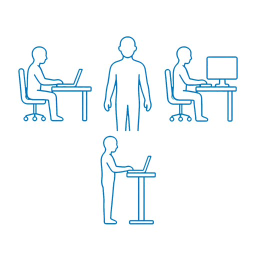 Line illustration of a work setup.